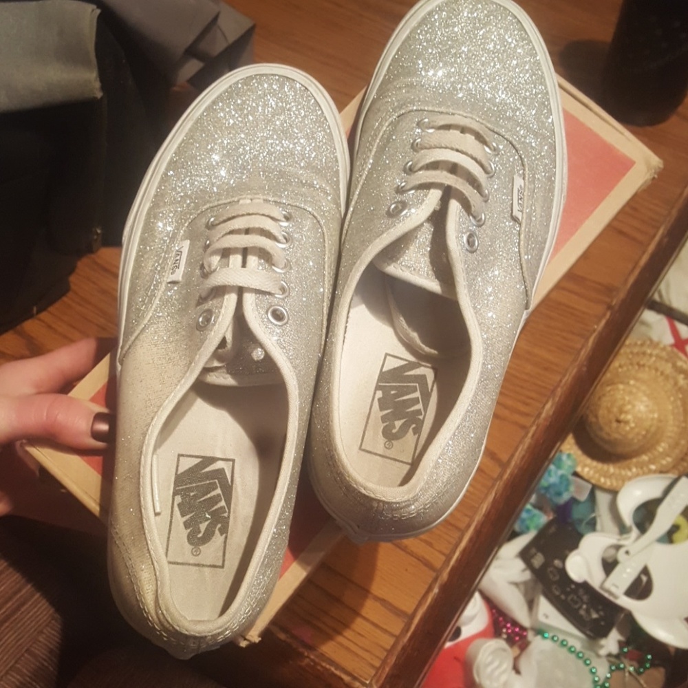 Silver glitter vans